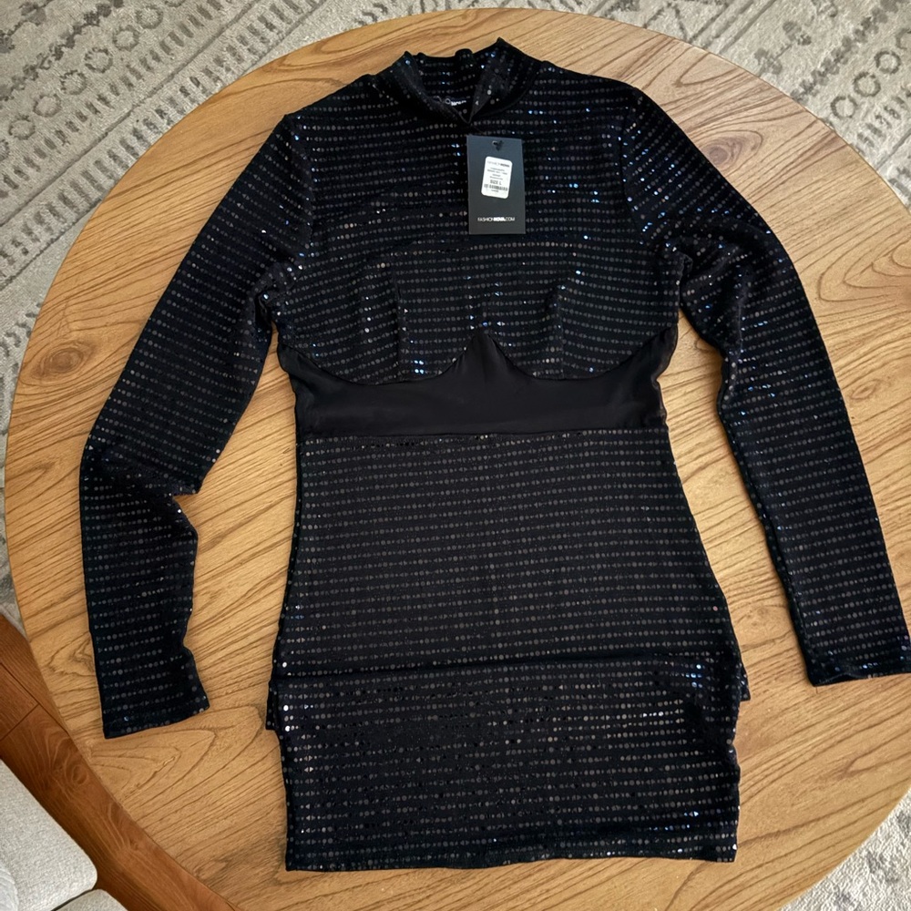 Fashion Nova Black Sequin Dress